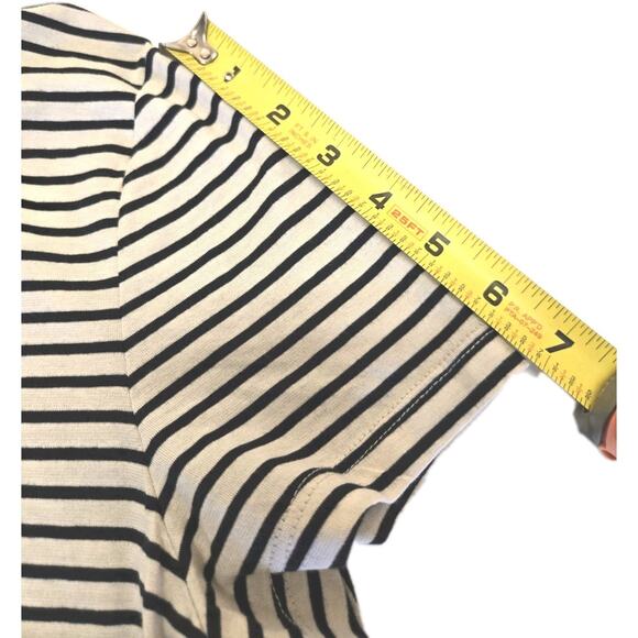 COS NWT Striped Shirt Size Medium Pleated Collar Womens Navy Blue and Off White - Picture 11 of 12